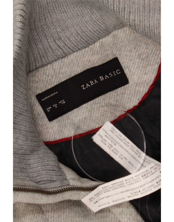 Zara Damen Kapuzenmantel UK 12 Mittelgraues Acryl