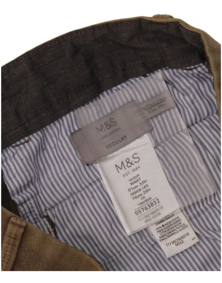 Marks & Spencer Damen Regular Chinohose W32 L29 Beige Baumwolle