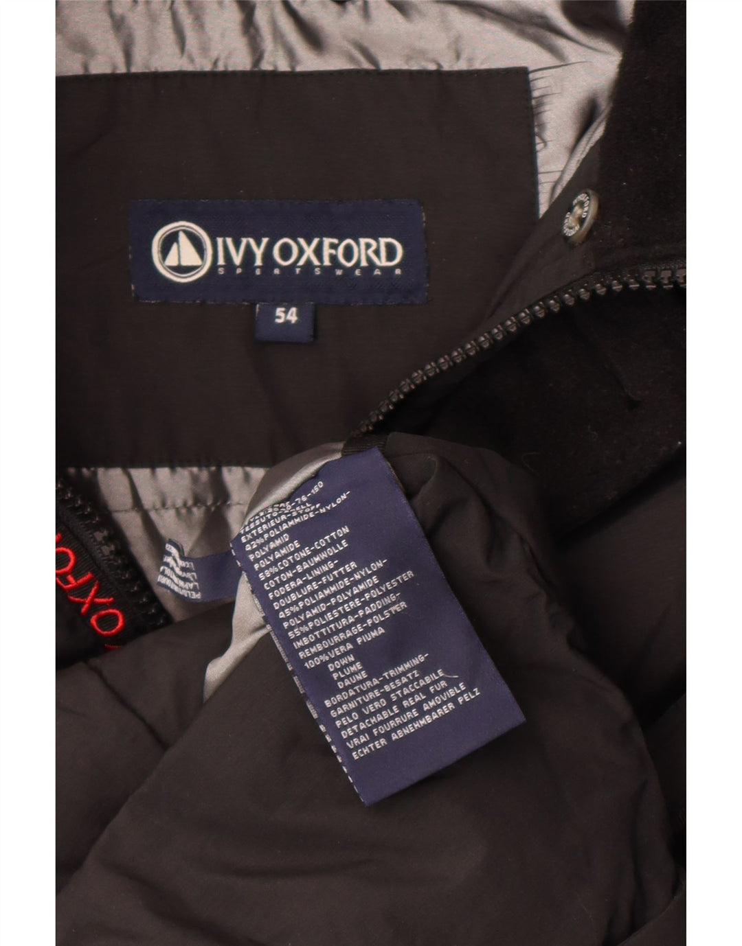Ivy Oxford gepolsterte Herrenjacke mit Kapuze IT 54 2XL Schwarz Polyamid