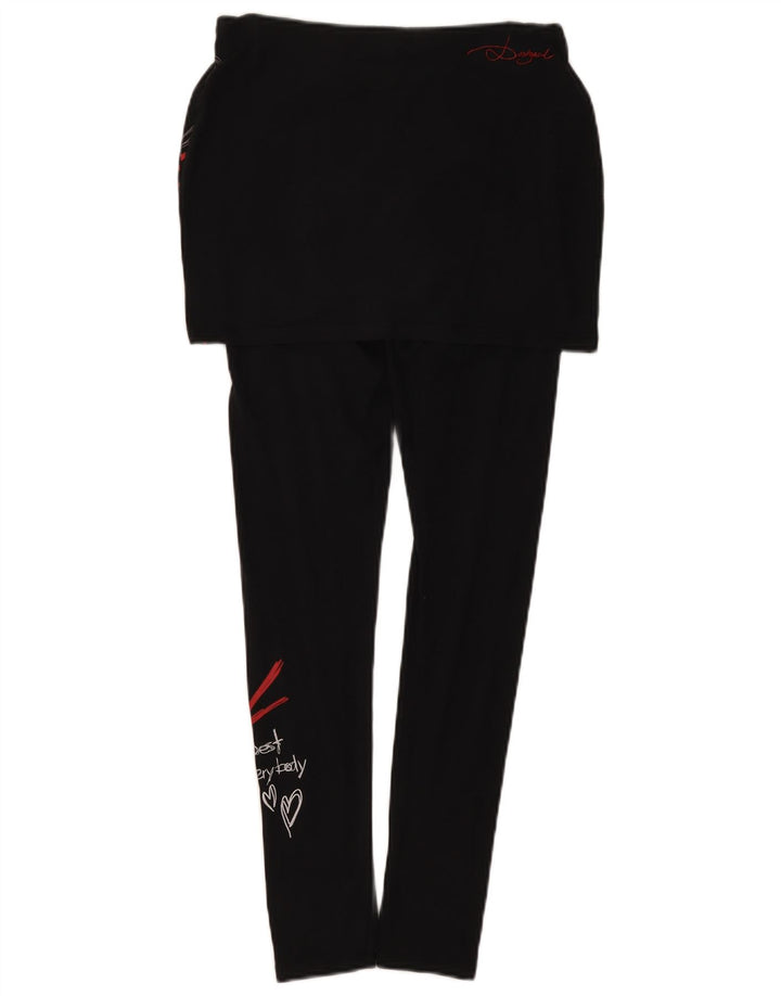 Desigual Damen Grafik-Leggings UK 10 Small Schwarz Geometrisch