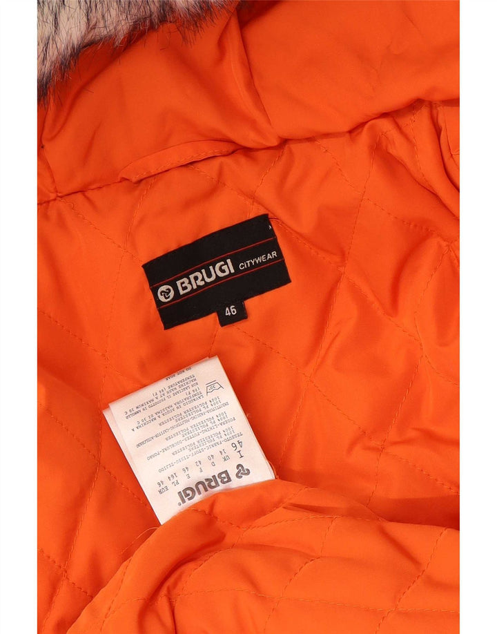 Brugi Wattierte Damenjacke mit Kapuze, UK 14, Größe L, Orange, Polyester