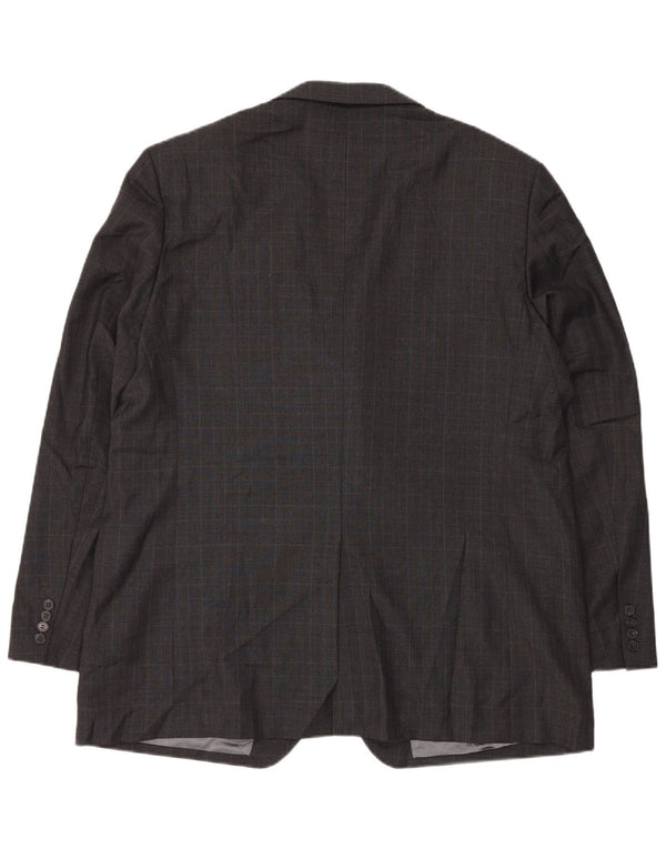 Marks & Spencer Mens Long 3 Button Blazer Jacket UK 48 2XL Grey Check