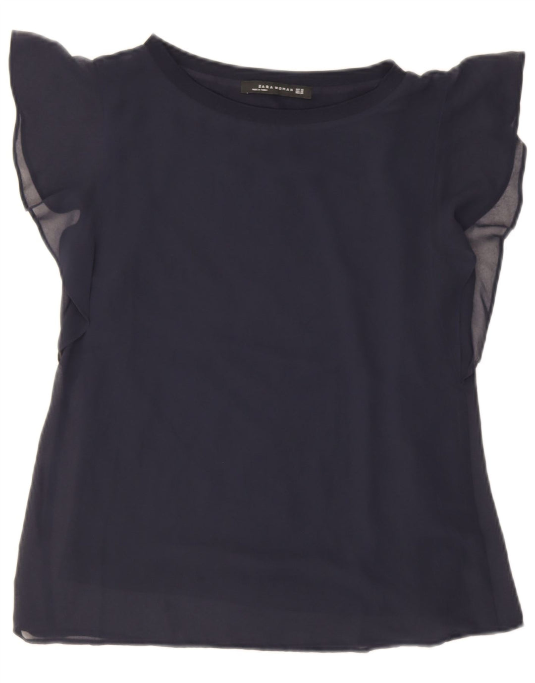Zara Damen-Blusenoberteil in Übergröße, Gr. 6, XS, marineblaue Viskose