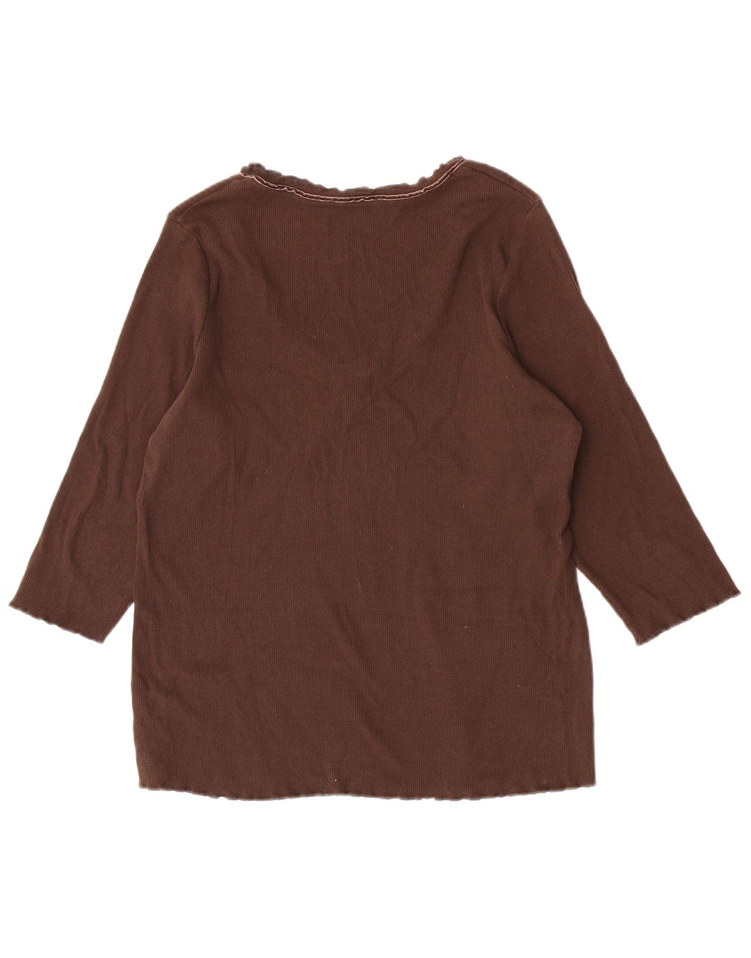 Marks & Spencer Damen-Top, 3/4-Ärmel, UK-Größe 16, Größe L, Braun, Baumwolle