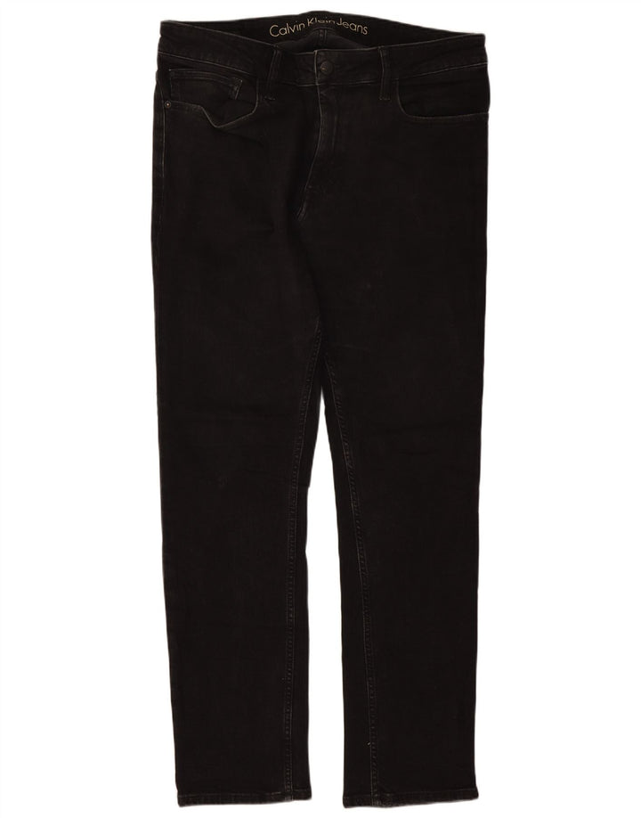 Calvin Klein Herren Straight Jeans W34 L30 Schwarze Baumwolle