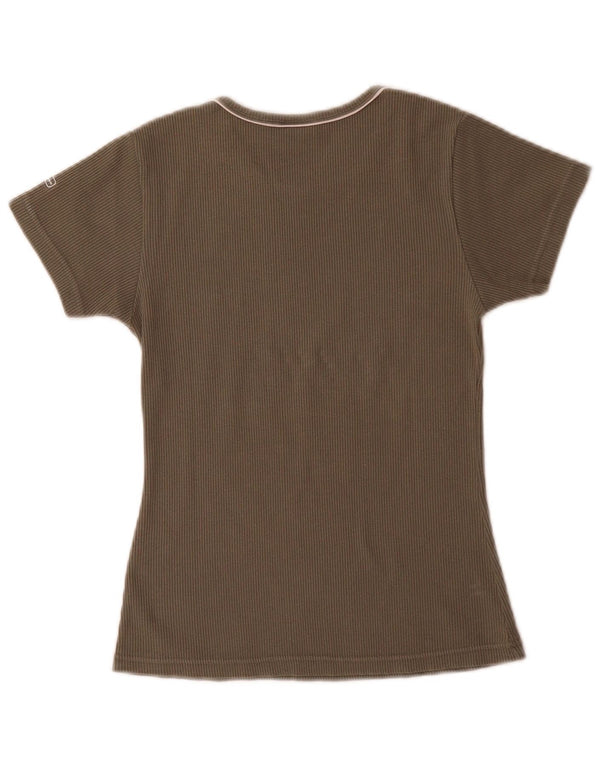 Champion Damen T-Shirt Top UK 12 Medium Khaki Baumwolle