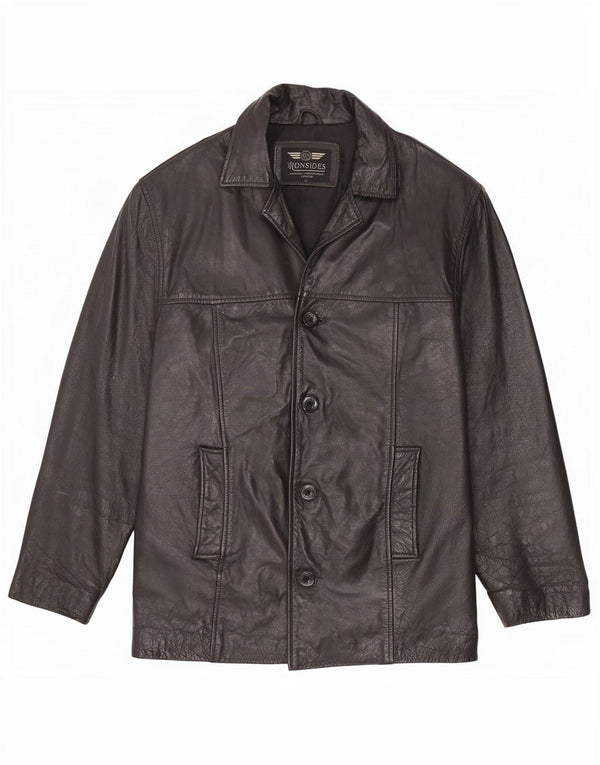 Ironsides Mens Leather Jacket UK 42 XL Black