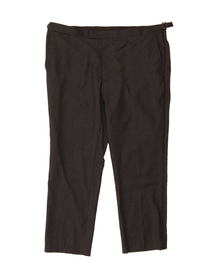 MARKS & SPENCER Mens Autograph Straight Suit Trousers W40 L28 Grey Wool Vintage Marks & Spencer and Second-Hand Marks & Spencer from Messina Hembry 