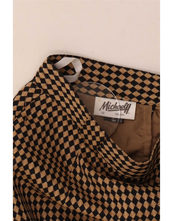 Michael H Damen Bleistiftrock UK 12 Medium W26 Beige Argyle/Diamond Wool