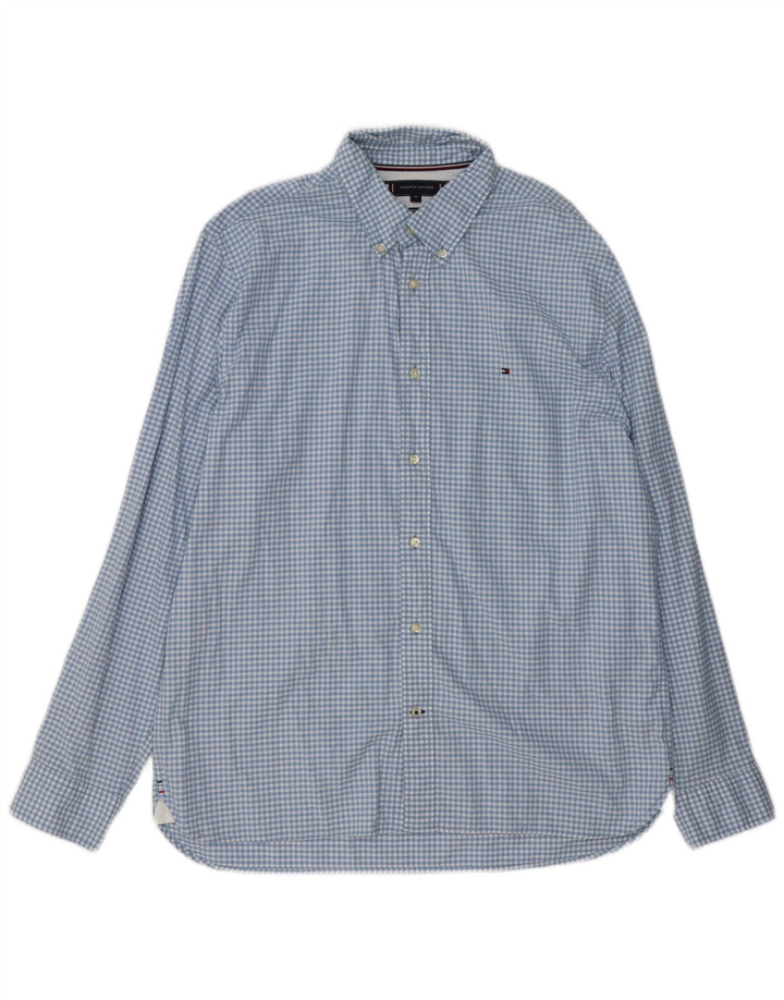 TOMMY HILFIGER Herren-Hemd mit normaler Passform, XL, blau kariert, Baumwolle