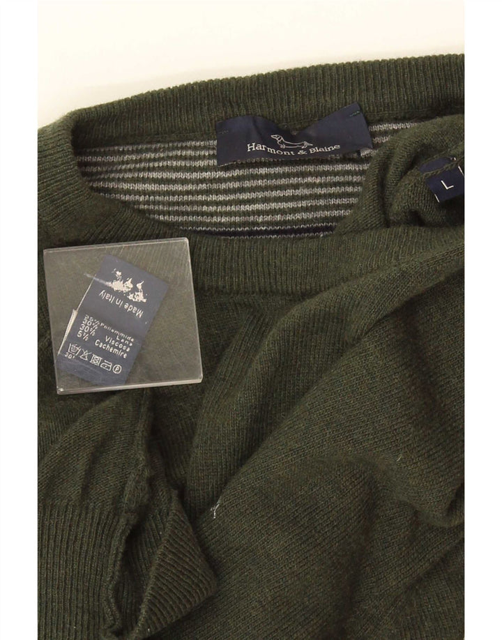 Harmont & Blaine Herren-Pullover mit Rundhalsausschnitt, groß, grün, Polyamid