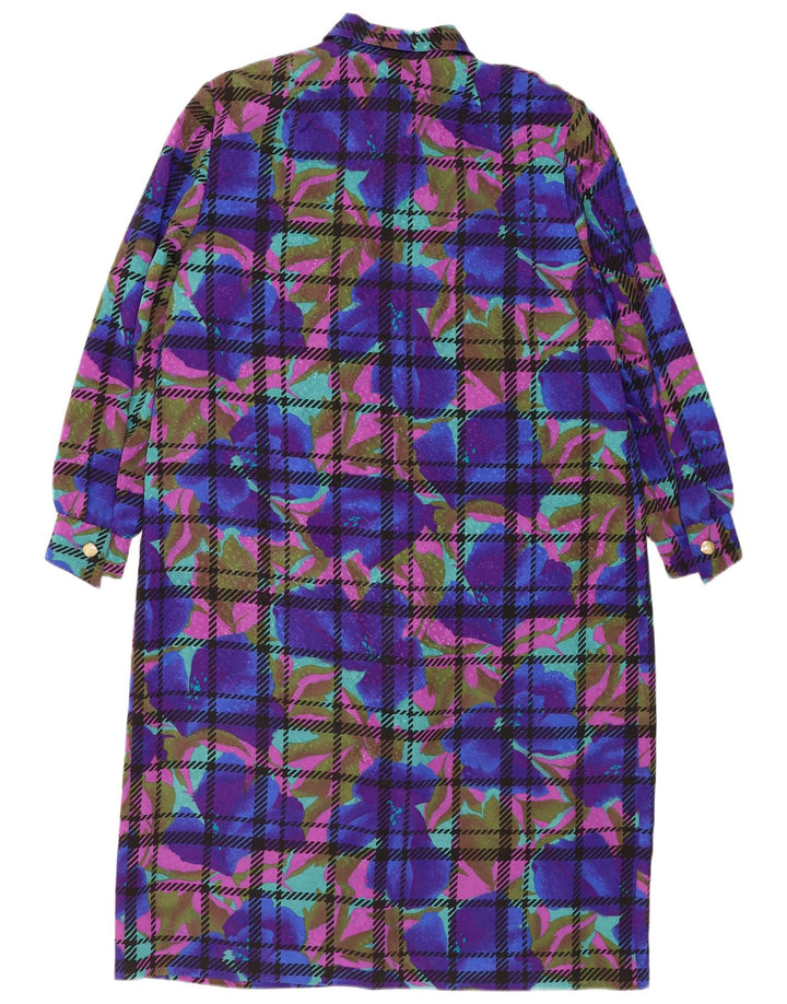 Vintage Damen Pullover-Hemdkleid mit abstraktem Muster IT 52 2XL Blau