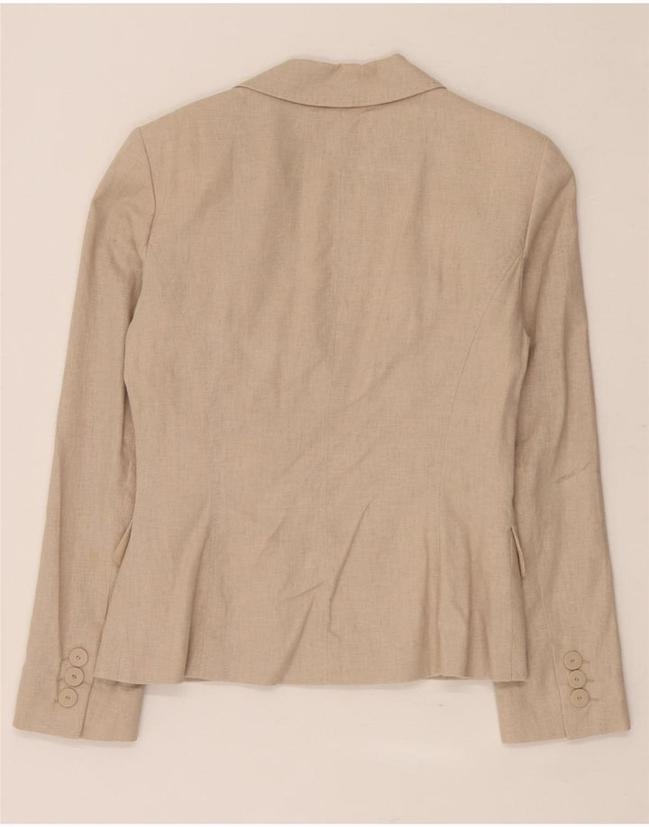 Marks & Spencer Damen-Blazer mit 5 Knöpfen, Gr. 10, Größe S, Beige, Leinen