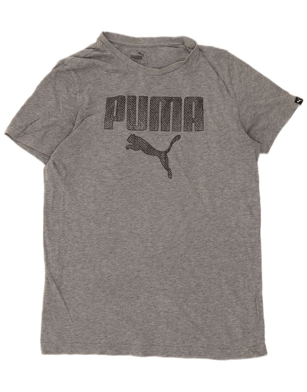 Puma Jungen T-Shirt mit normaler Grafik, 15–16 Jahre, graue Baumwolle