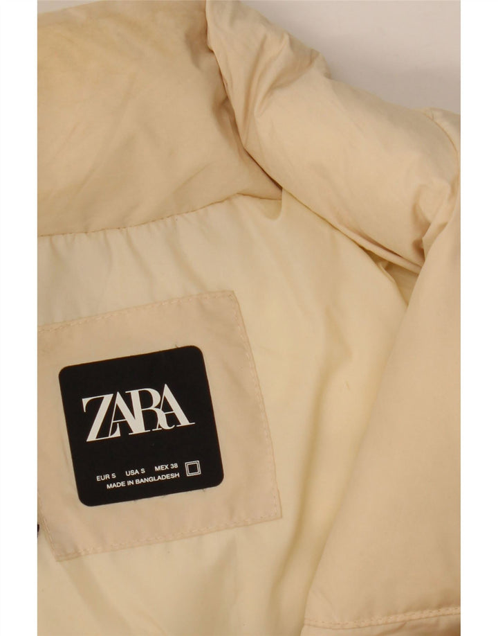 ZARA Herren Wattierte Jacke UK 36 Small Beige Nylon