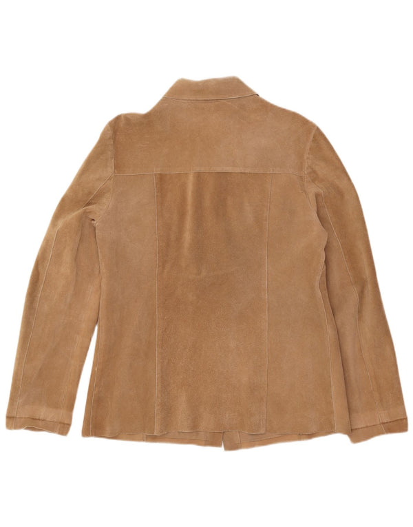 Vintage Damen Overshirt Wildleder Shirt UK 18 XL Beige Leder