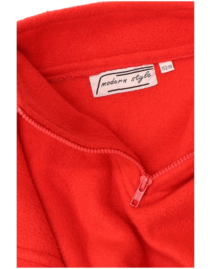 VINTAGE Jungen-Fleecepullover mit Reißverschluss am Kragen, 9–10 Jahre, Rot
