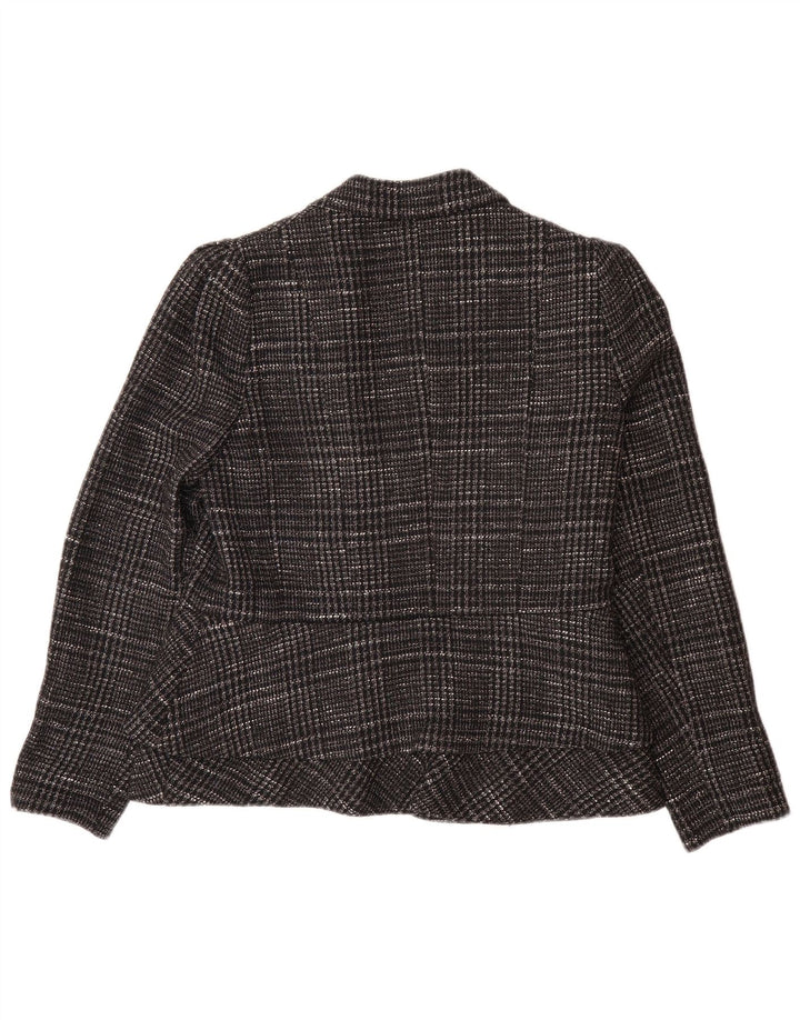 MASSIMO DUTTI Damen Blazer Jacke EU 42 Große grau karierte Baumwolle