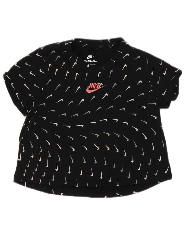 Nike Mädchen-T-Shirt mit Grafik, 10–11 Jahre, mittelgroß, schwarze Baumwolle