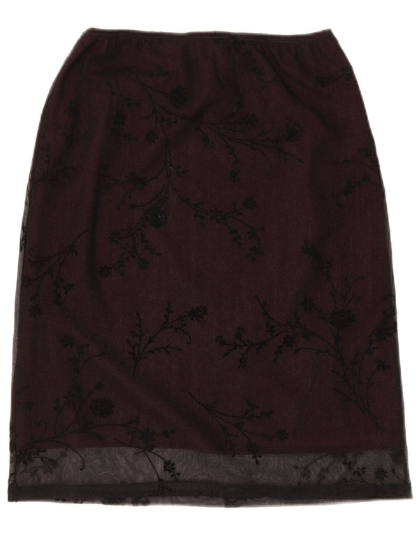 St. Bernard Damen Midirock UK 14/16 Large W34 Schwarz geblümtes Polyester