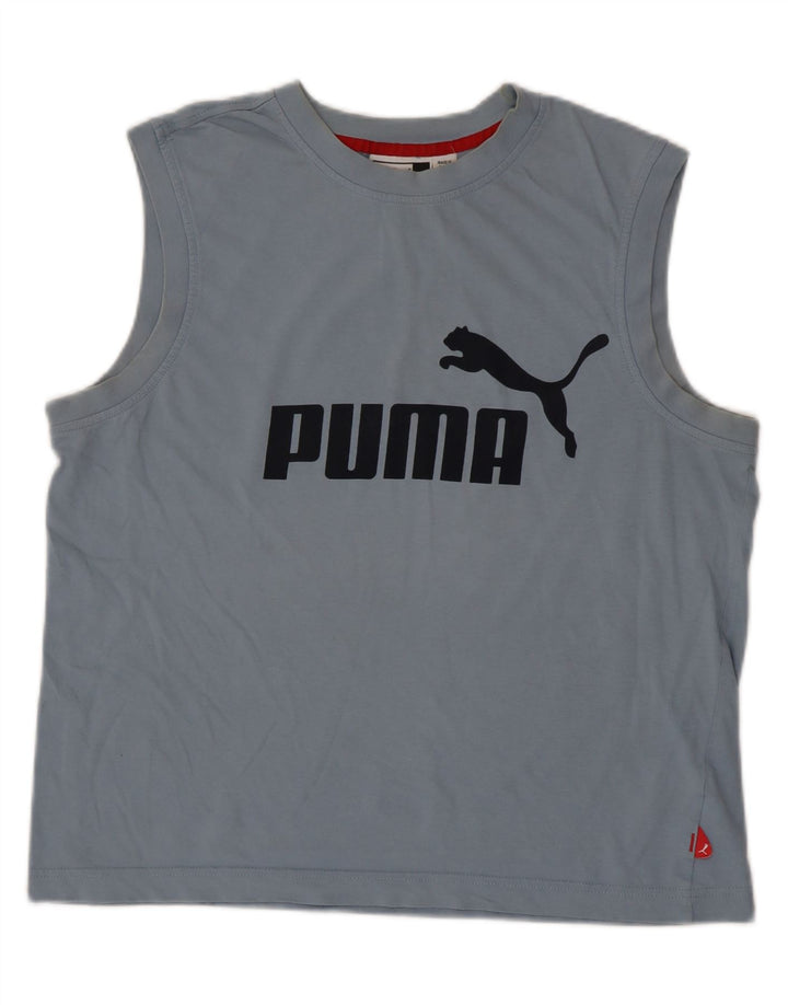 Puma Damen Graphic Vest Top UK 18 XL Blaue Baumwolle