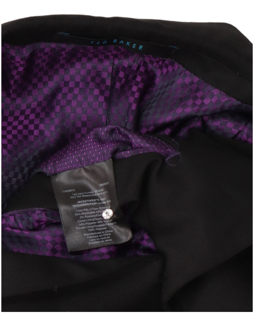 Ted Baker Herren-Blazer mit 2 Knöpfen, UK 40, große schwarze Wolle