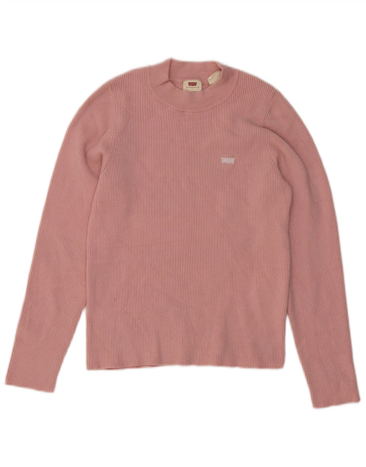Levi's Damen Crop Top Langarm UK 16 Large Rosa Acryl