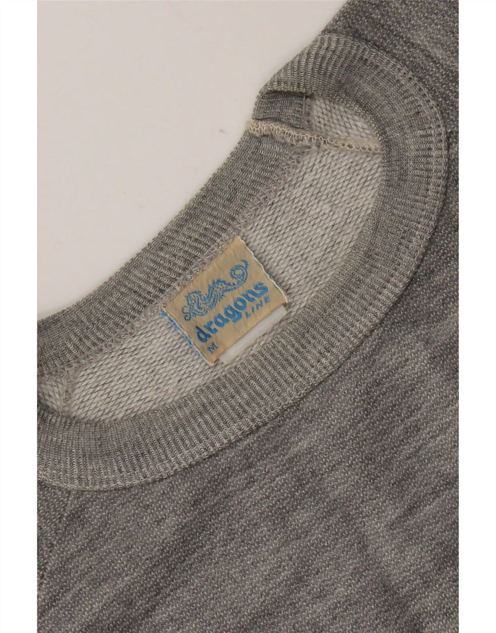 Vintage Herren-Sweatshirt mit Grafik, mittelgrau gefleckte Baumwolle