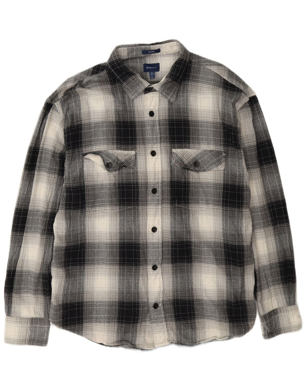 Gant Herren-Flanellhemd mit entspannter Passform, Größe 43/44, 17 XL, mehrfarbig kariert