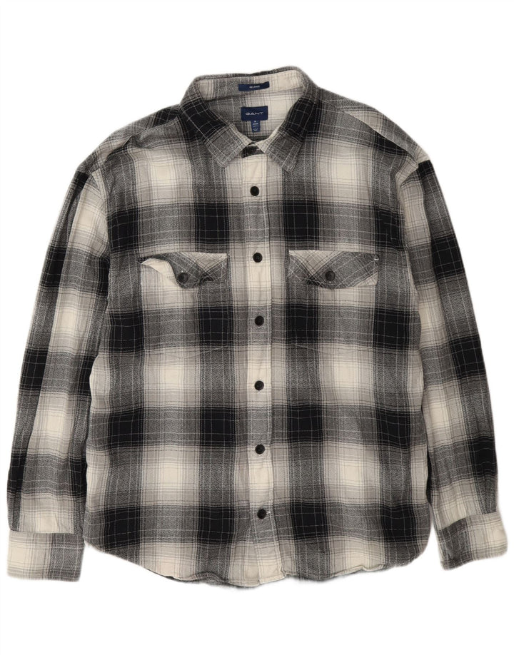 Gant Herren-Flanellhemd mit entspannter Passform, Größe 43/44, 17 XL, mehrfarbig kariert