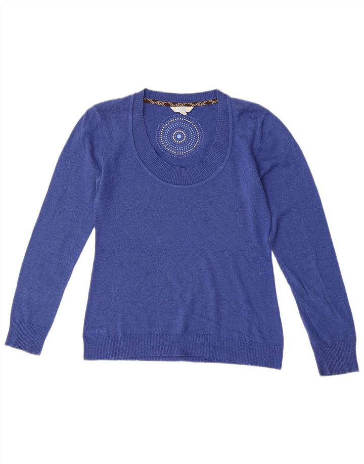 Fat Face Herren-Pullover mit U-Boot-Ausschnitt, UK 12, mittelblaue Baumwolle