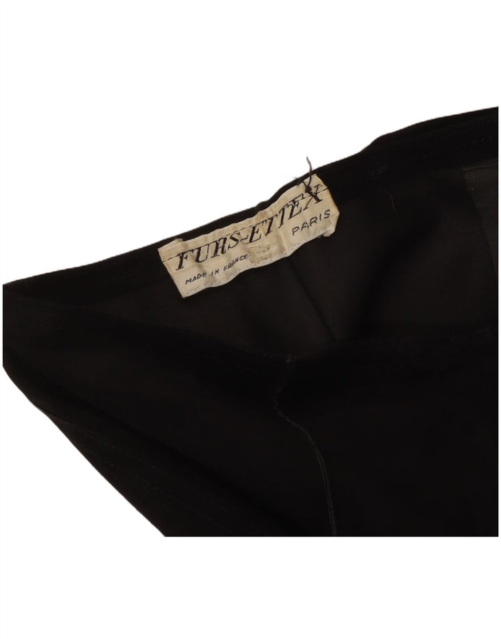 VINTAGE Damen-Caprihose aus Wildleder mit weitem Bein, W30, L19, Schwarz