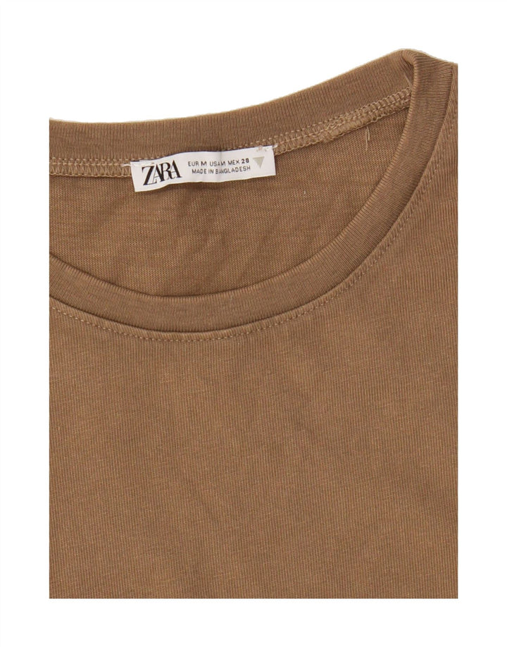 ZARA Womens Vest Top UK 14 Medium Brown Cotton Vintage Zara and Second-Hand Zara from Messina Hembry 