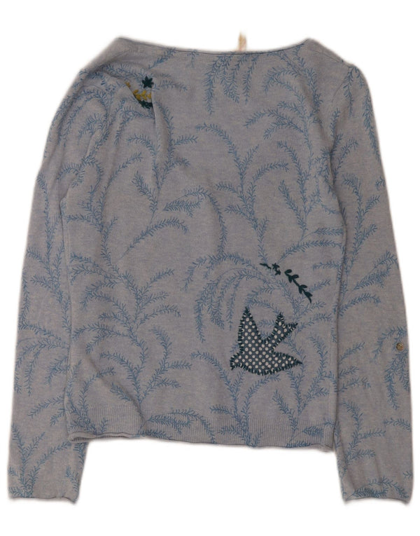 White Stuff Damen-Strickjacke mit abstraktem Muster, Gr. 10, klein, Blau