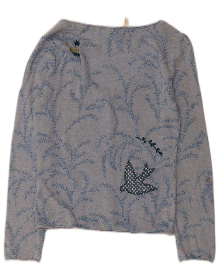 White Stuff Damen-Strickjacke mit abstraktem Muster, Gr. 10, klein, Blau