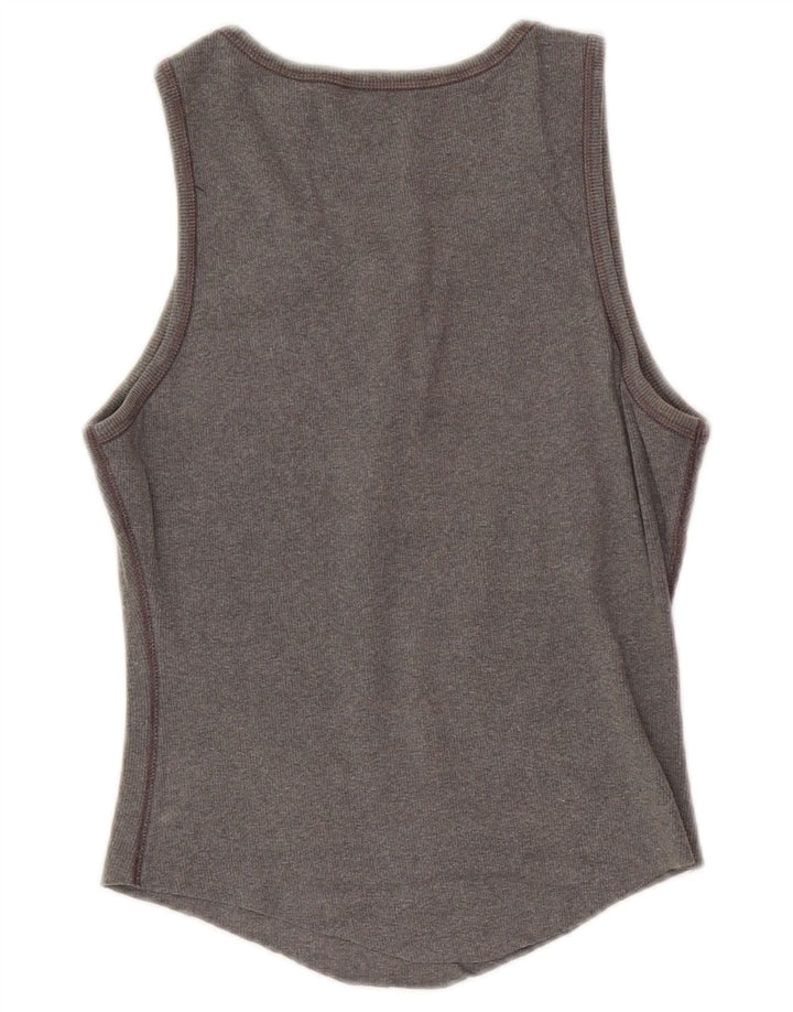 Gap Damen Crop Vest Top UK 14 Large Graue Baumwolle
