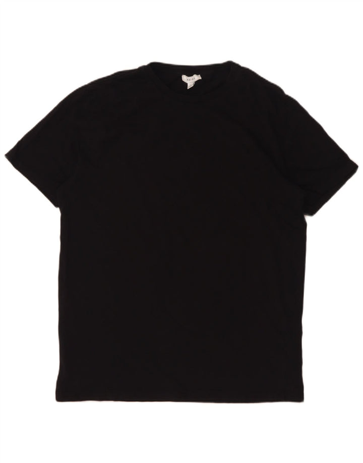 Reiss Herren T-Shirt Top Large Schwarz Baumwolle
