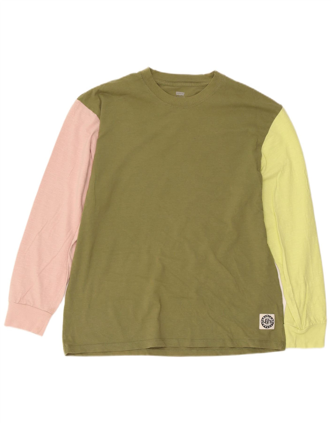 Levi's Herren Relaxed Top aus langärmliger mittelgrüner Colourblock-Baumwolle