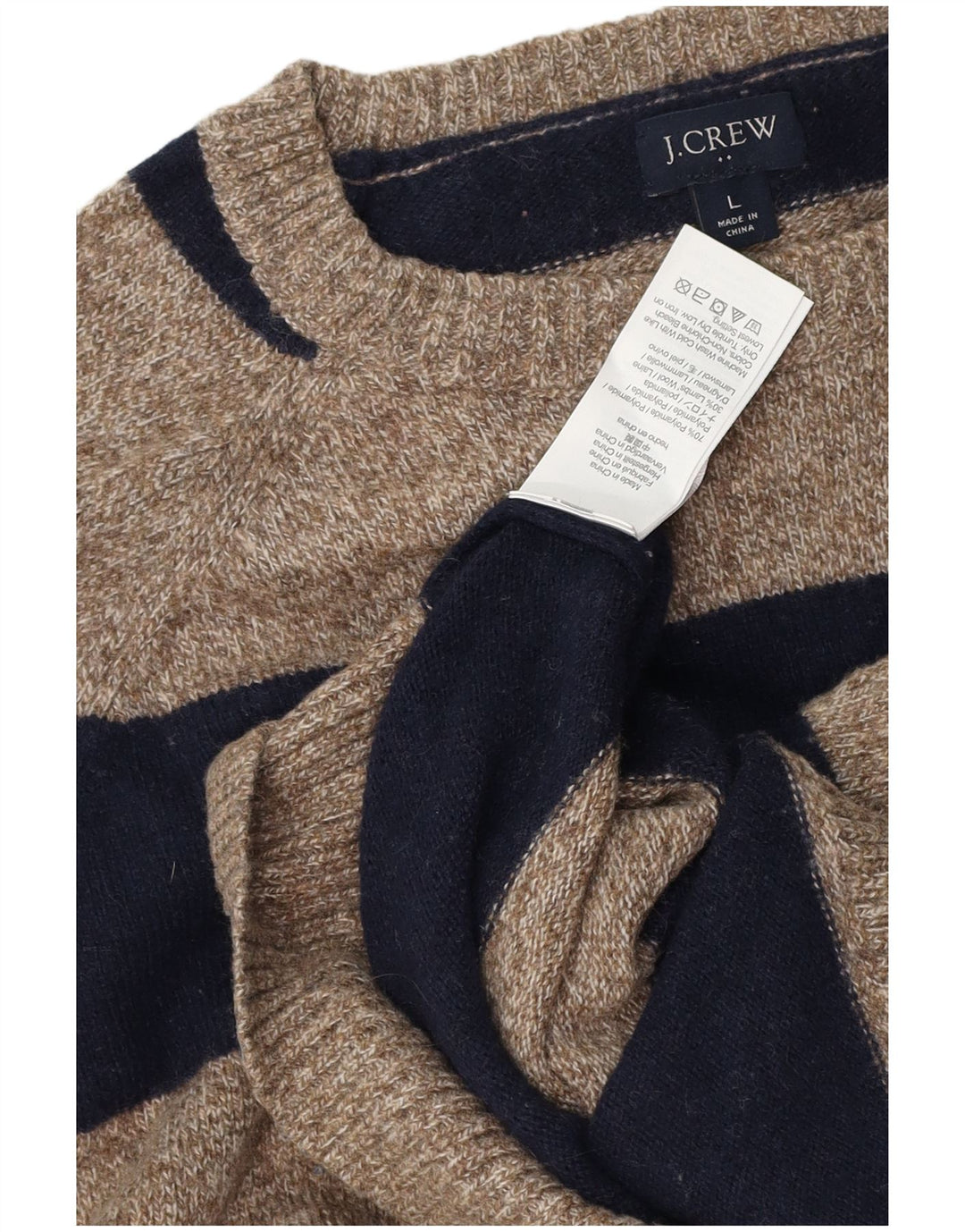 J. CREW Herren-Pullover mit Rundhalsausschnitt, groß, marineblau, gestreift, Polyamid