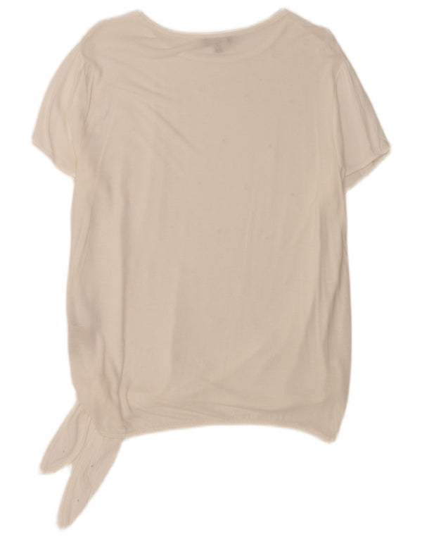 Massimo Dutti Damen Bluse Top UK 18 XL Weiße Viskose