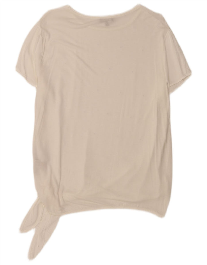 Massimo Dutti Damen Bluse Top UK 18 XL Weiße Viskose