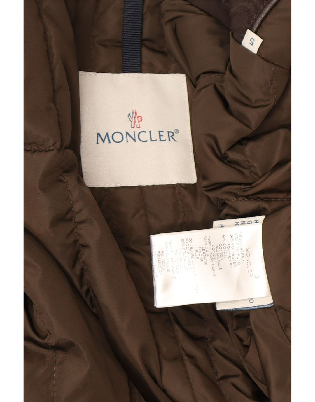 Moncler Herren gepolsterte Utility-Jacke 2XL, braunes Polyester