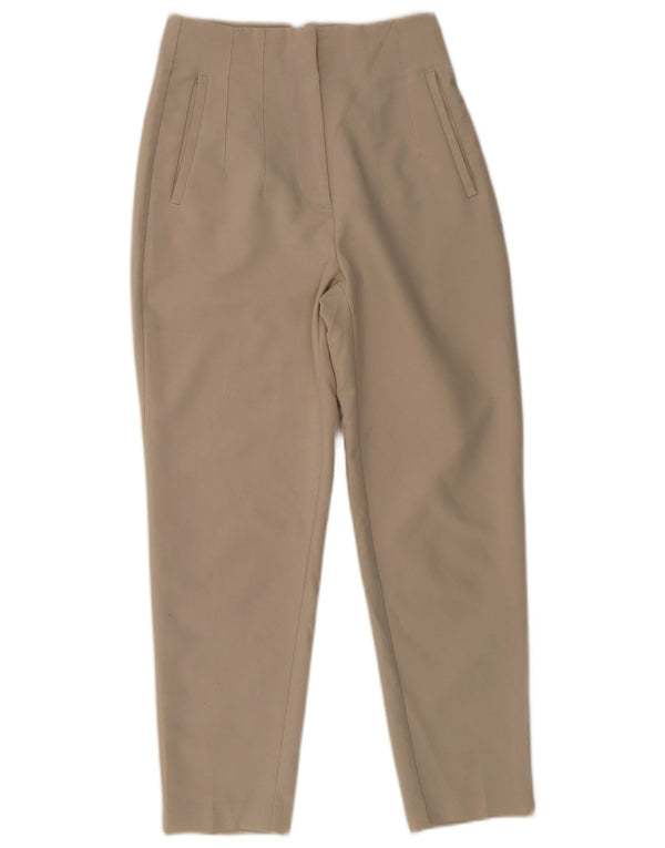 Zara Damen-Anzughose, schmal zulaufend, Größe S, W26, L27, Beige, Polyester