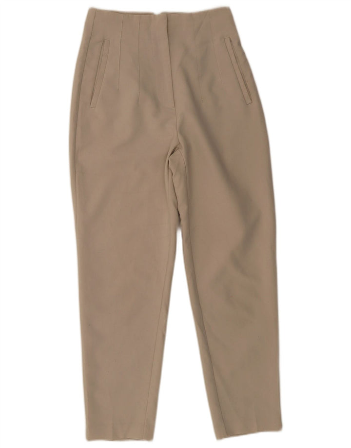 Zara Damen-Anzughose, schmal zulaufend, Größe S, W26, L27, Beige, Polyester