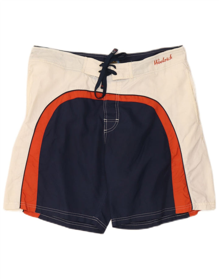 Woolrich Herren-Badeshorts, groß, marineblau, Colourblock-Polyamid