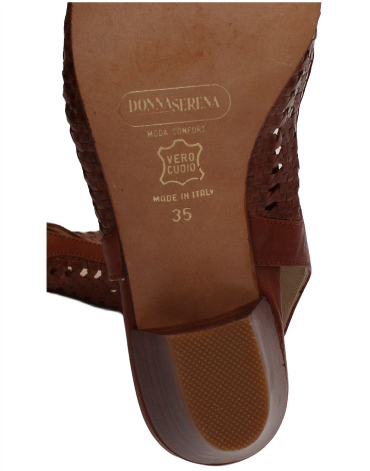 Donna Serena Damen-Ledersandalen, UK-Größe 2,5, braunes Leder