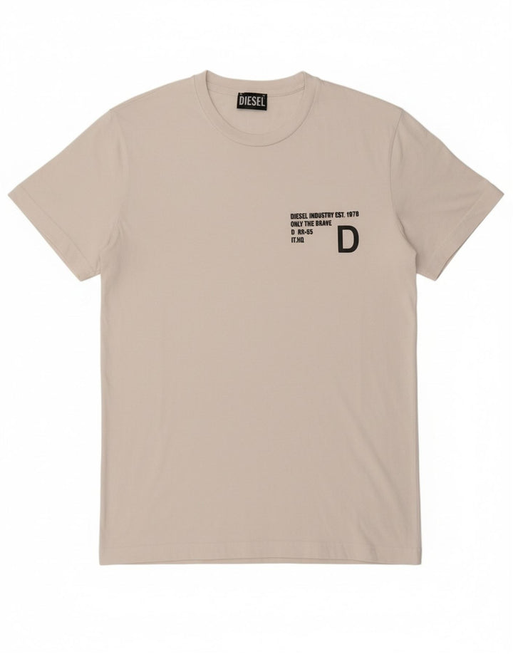 DIESEL Mens Graphic T-Shirt Top Medium White Cotton