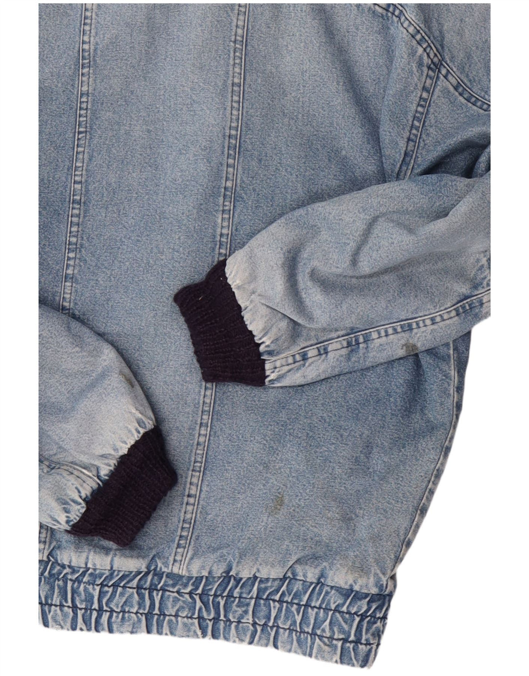 POP 84 Herren Vintage Loose Fit Denim Sherpa Jacke UK 38 Mittelblaue Baumwolle