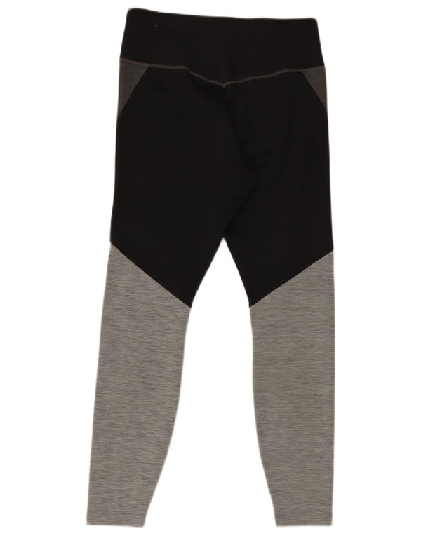 Nike Damen Dri Fit Leggings UK 12 Mittelgraues Colourblock-Polyester