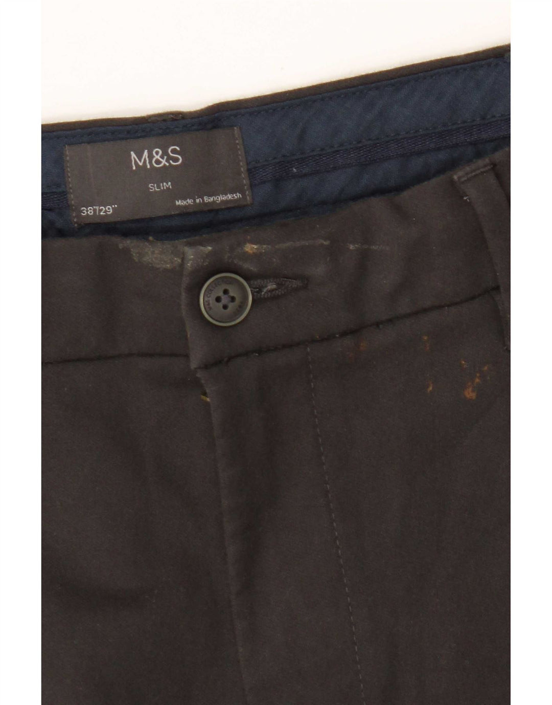 Marks & Spencer Slim Chino-Hose für Herren, W38, L29, graue Baumwolle